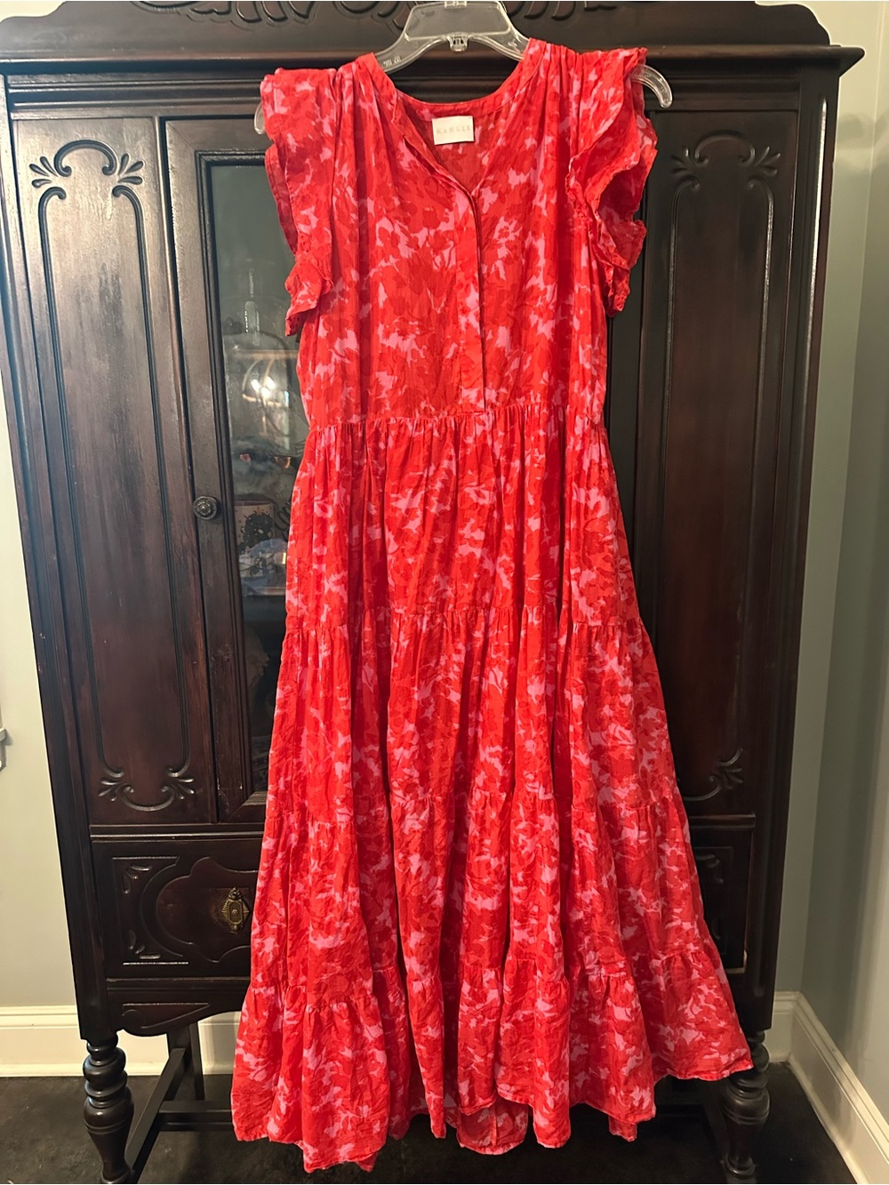 Karlie Red Printed Midi Dress